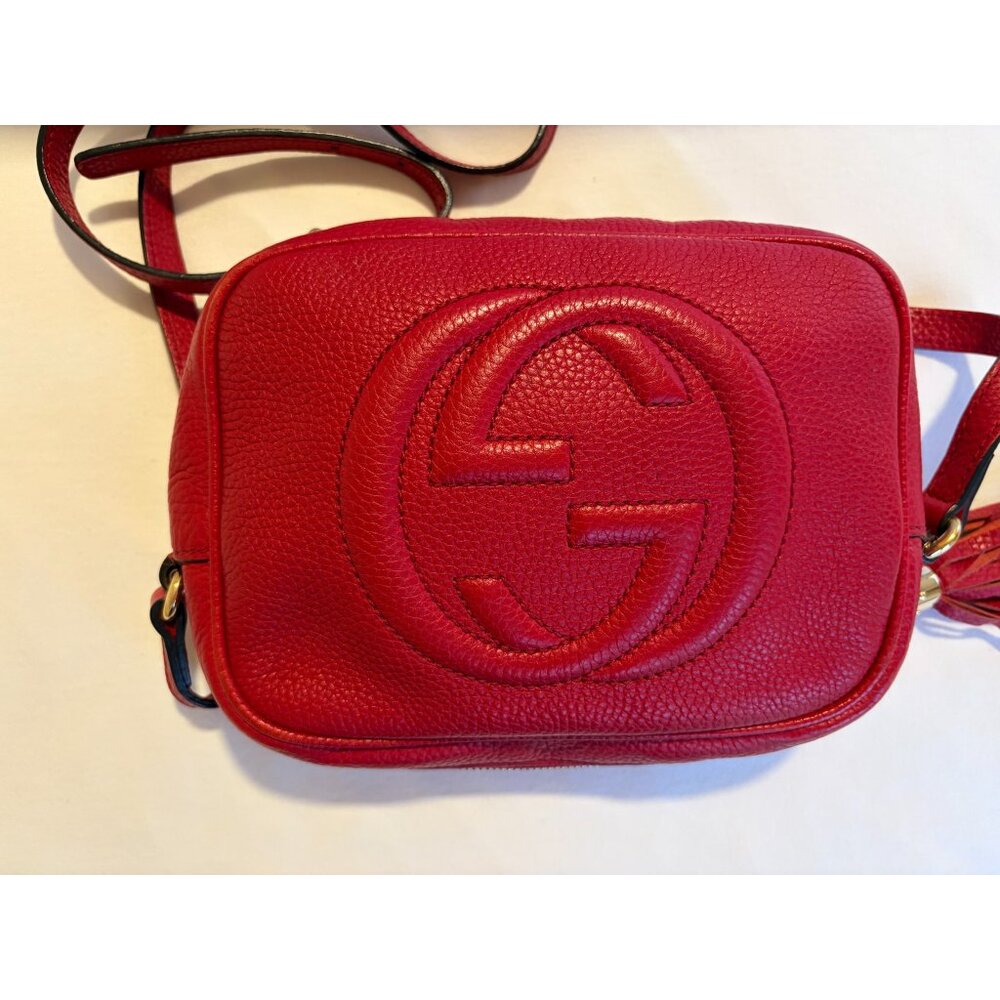 Gucci Soho Disco Bag Red Leather Crossbody w/ Tassel & Dust Bag - Picture 2 of 13